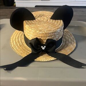 Mickey ears Straw Hat with Black Ribbon